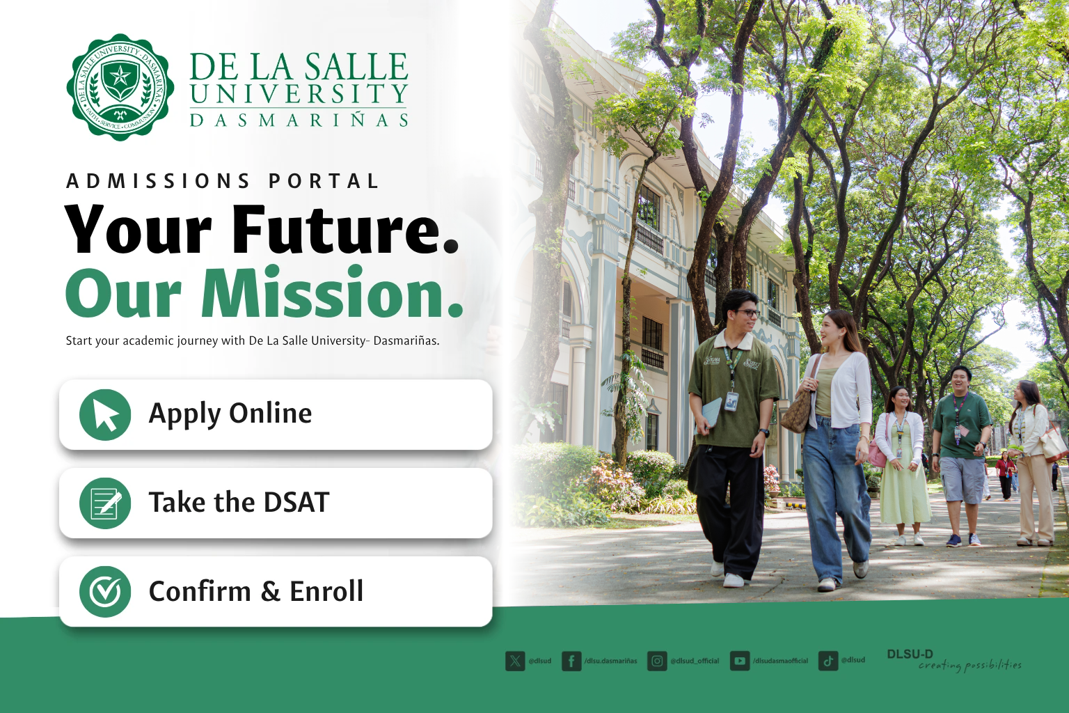 De La Salle University-Dasmariñas Admissions Portal - Your Future. Our Mission.