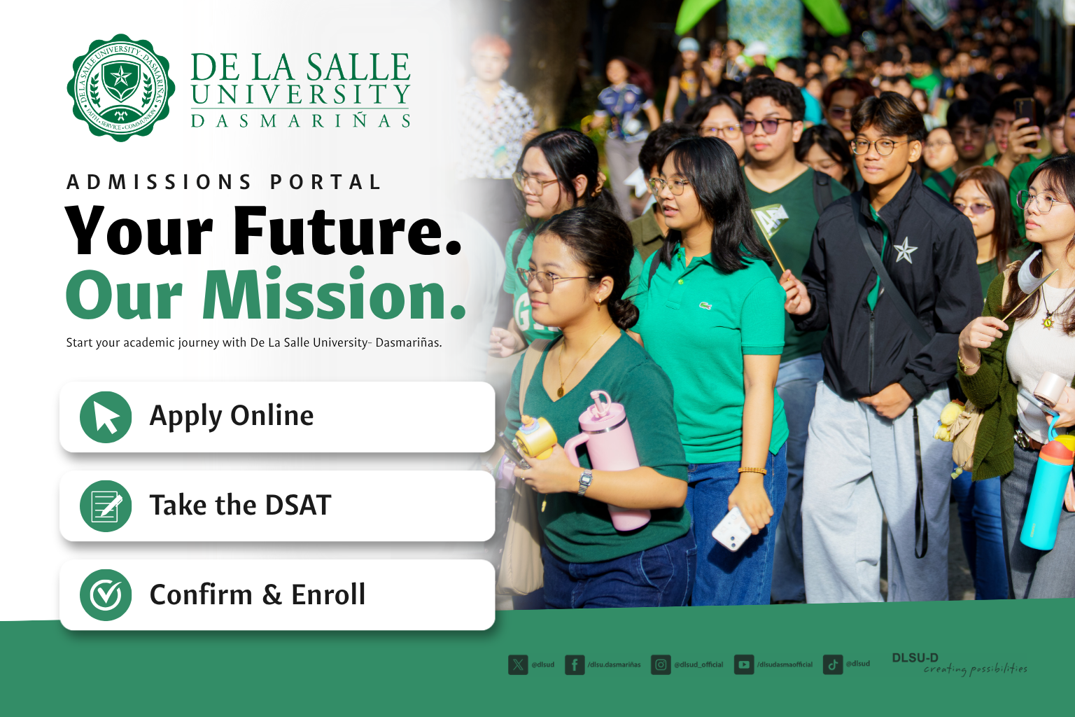 De La Salle University-Dasmariñas Admissions Portal - Your Future. Our Mission.